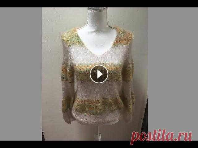 Эффектный джемпер из тонкого мохера на шёлке. Mohair Jumper.Mohair Pullover. Быстрый расчёт петель без калькулятора для изделия с V-образным вырезом ( реглан) Расчёт глубины V-образного выреза(реглан)...