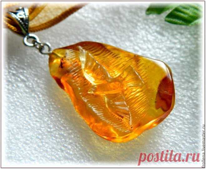 Кулон "Моя Голубка" янтарь серебро - натуральный янтарь,янтарь,янтарь натуральный