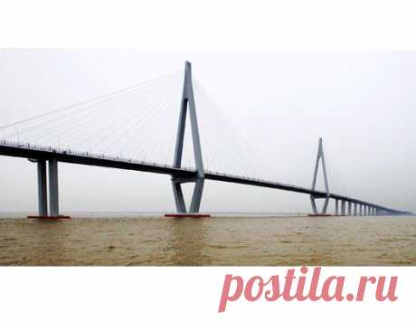 The 22-mile-long Hangzhou Bay Bridge links Shanghai to Ningbo in China's Zhejiang province. Opened to traffic on May 1, 2008
