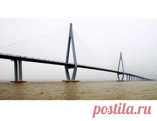 The 22-mile-long Hangzhou Bay Bridge links Shanghai to Ningbo in China's Zhejiang province. Opened to traffic on May 1, 2008