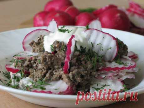 Салат из редиса с печенью