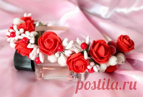 Ободок с цветами - фото необычных и оригинальных украшений волос