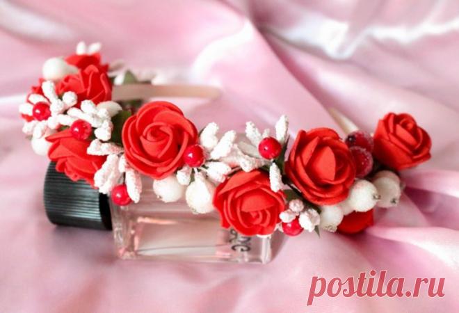 Ободок с цветами - фото необычных и оригинальных украшений волос