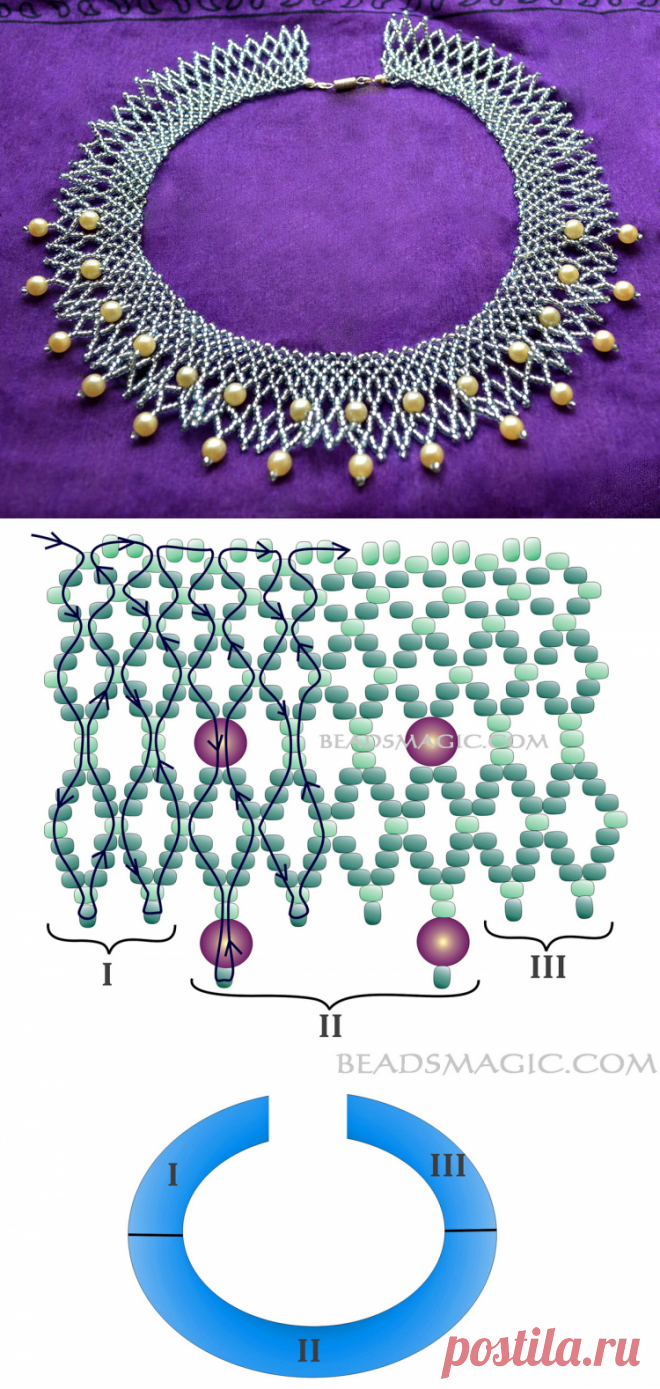 Free pattern for beaded necklace Lora | Beads Magic