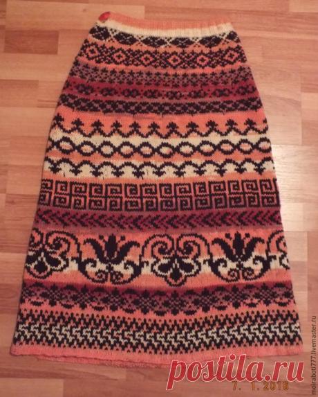 Вяжем жаккардовую юбку с застежкой – Ярмарка Мастеров