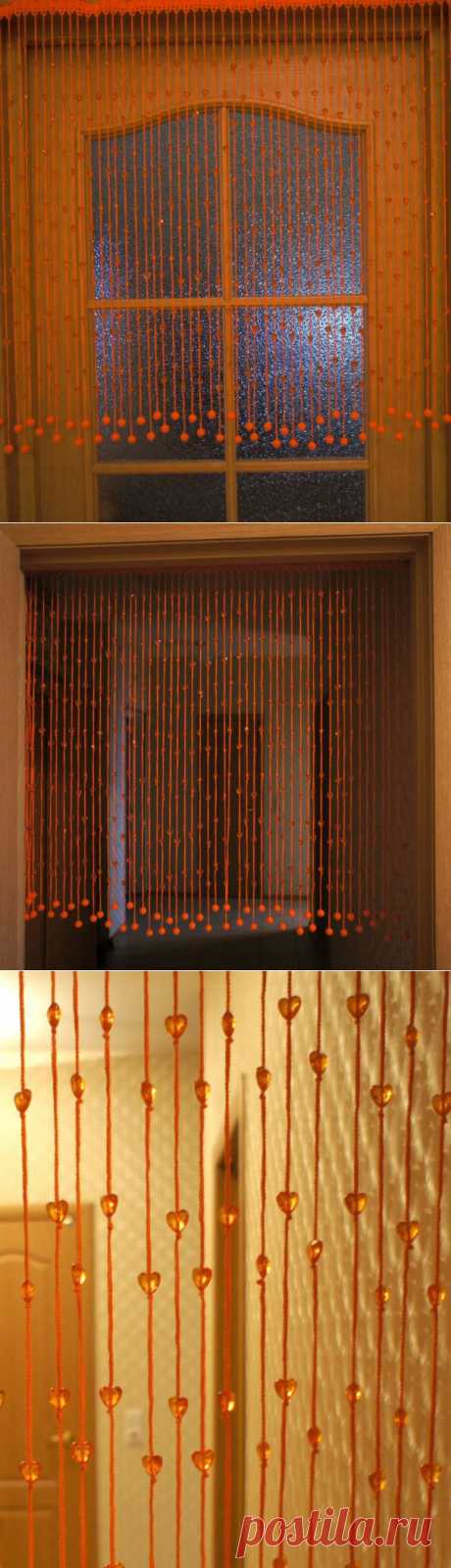 Вязаные шторы &quot;Оранжевые сердца&quot;