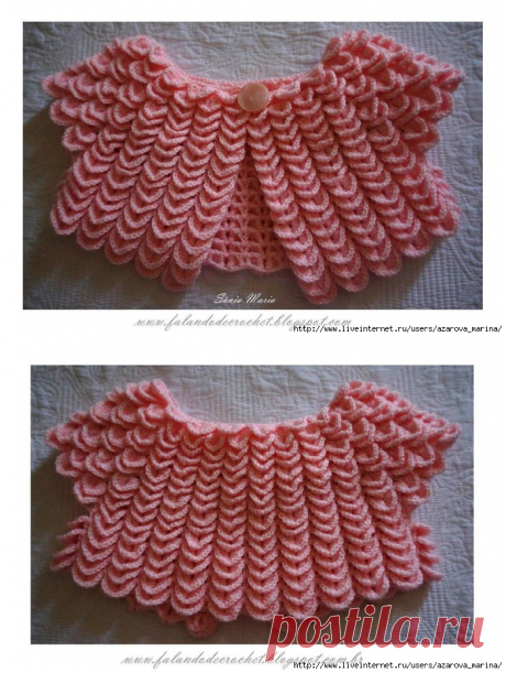 Вязаное детское болеро (узор ЧЕШУЙКИ)