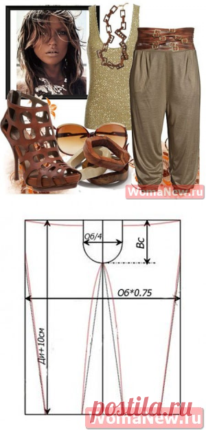 Выкройка шаровары | WomaNew.ru - уроки кройки и шитья