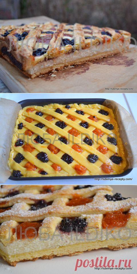 ПИРОГ с творогом и вареньем - сладкий, красивый и вкусный, из самых обычных продуктов !  Люблю пироги с творогом и выпечку с вареньем. А тут – два в одном ! Очень вкусный и простой в приготовлении открытый песочный пирог с нежной начинкой !