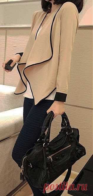 14+y+Flounce+Hem+Black+Edge+Chiffon+Jacket.jpg (315×664)
