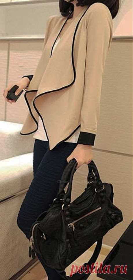 14+y+Flounce+Hem+Black+Edge+Chiffon+Jacket.jpg (315×664)