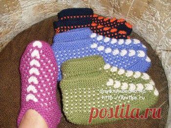 Тапочки спицами с описанием., Вязание для женщин