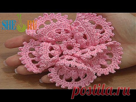 Цветок вязаный Урок 63 часть 2 из 2 Как вязать цветок с серединкой - YouTube