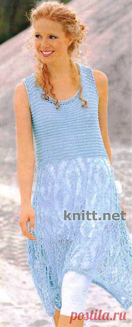 Асимметричное платье нежно голубого цвета | knitt.net | Все о вязании