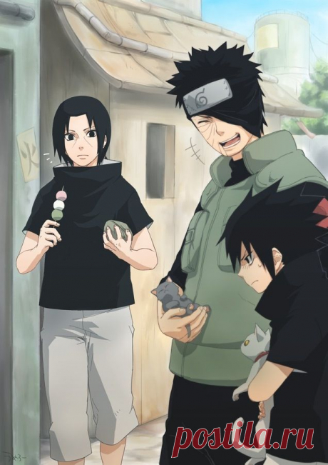 Itachi, Obito, and Sasuke Uchiha 

 itachidere.tumblr.com.