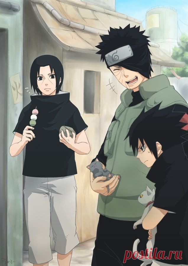 Itachi, Obito, and Sasuke Uchiha 

 itachidere.tumblr.com.