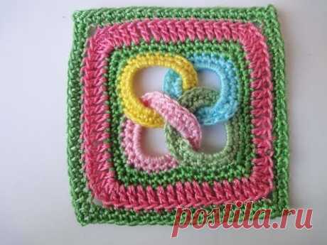 Квадрат с кольцами Square motif with rings Crochet - YouTube