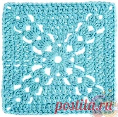 Квадратный мотив крючком со схемой. Идеально подойдет для пледов, подушек и других интерьерных предметов