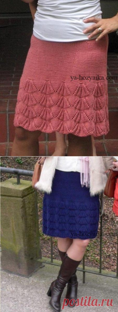 Юбка спицами с ажурным низом. Схема и описание вязания юбки спицами