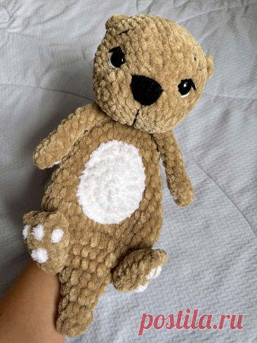 PDF Выдра крючком. FREE crochet pattern; Аmigurumi toy patterns. Амигуруми схемы и описания на русском. Вязаные игрушки и поделки своими руками #amimore - большая выдра из плюшевой пряжи, плюшевый зверёк.