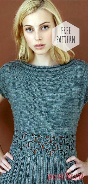 Dress with Knitting Rubber Band with Lace Waist