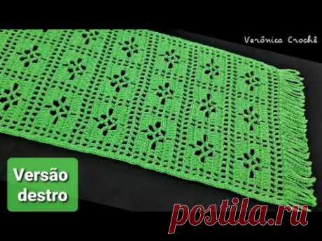🌻💚 Caminho de mesa em croche Esmeralda lindo e fácil