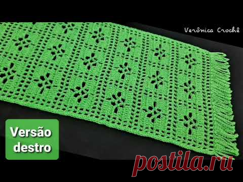 🌻💚 Caminho de mesa em croche Esmeralda lindo e fácil