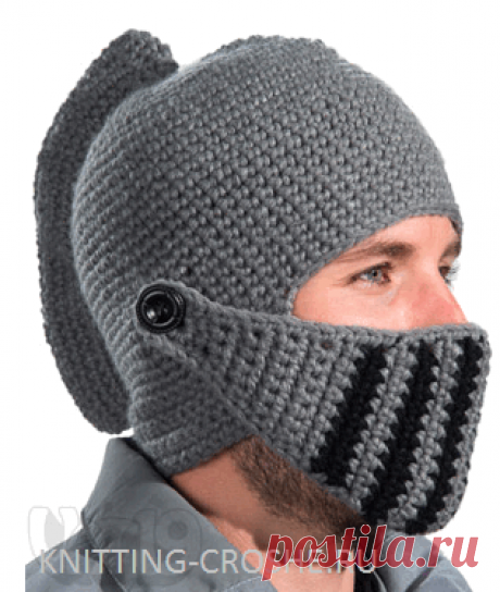 Мужской вязаный детский рыцарский шлем с забралом для мальчика