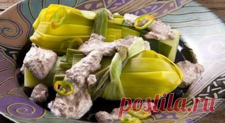 Лук-порей в ореховом соусе. - Рецепт