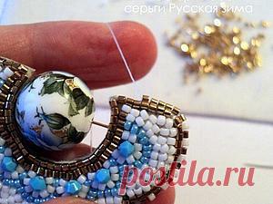 Серьги "Русская зима". Вышивание и некоторые приемы при сборке - Ярмарка Мастеров - ручная работа, handmade