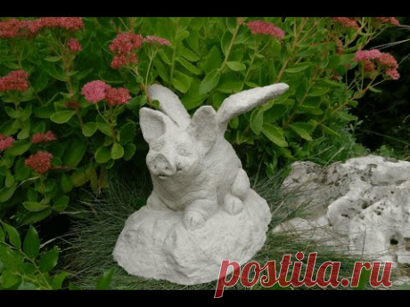 Какая милота! Хранитель сада! &quot;Ангельская&quot; свинка из арт-бетона (Angel pig made of concrete)