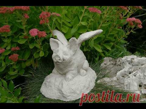 Какая милота! Хранитель сада! "Ангельская" свинка из арт-бетона (Angel pig made of concrete)