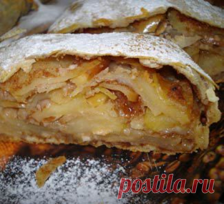 Яблочный штрудель, выпечка. Пошаговый рецепт с фото