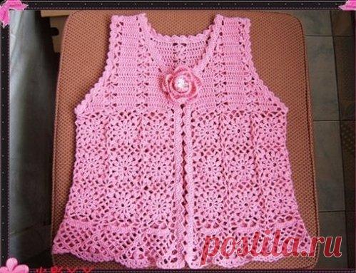ажурная жилетка для девочки из мотивов. Жилет девочке крючком мастер класс | Домоводство для всей семьи.