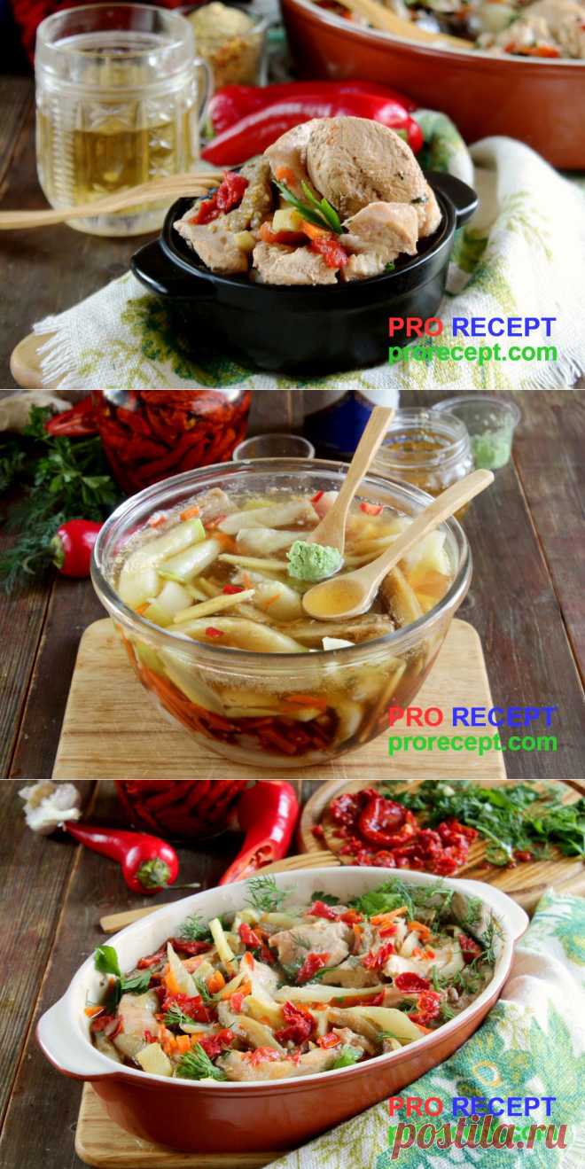 Куриное филе с овощами в пиве - пошаговый рецепт с фото | PRO RECEPT
куриное филе — 500 г;
светлое пиво — 300 мл;
болгарский перец — 150 г;
морковь — 50 г;
кабачки — 50 г;
баклажаны — 50 г;
перец чили — 1/3 стручка;
корень имбиря — 30 г;
чеснок — 3 зуб.;
васаби — 1/2 ч. л.;
мед — 2 ч. л.;
соевый соус — 3 ст. л.;
вяленые помидоры в масле — 50 г;
укроп — 1 ветка;
петрушка — 1 ветка;
черный перец;
соль.
