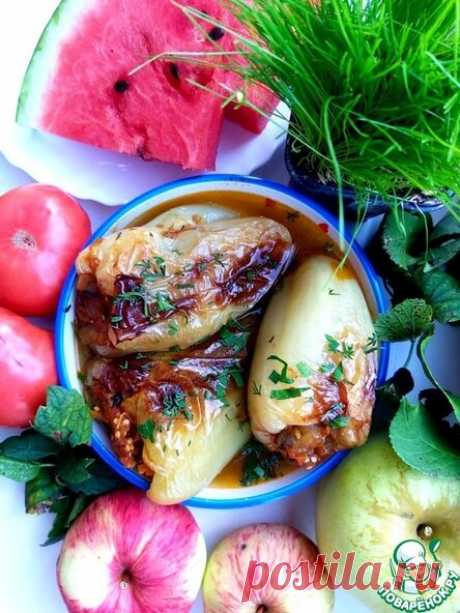 Печеные перцы, фаршированные баклажанами