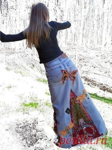 Такие классные юбки из джинсов