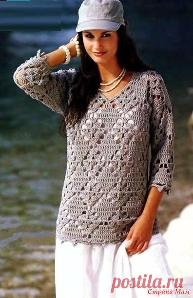 Пуловер с узором из ромбов. - Все в ажуре... (вязание крючком) - Страна Мам