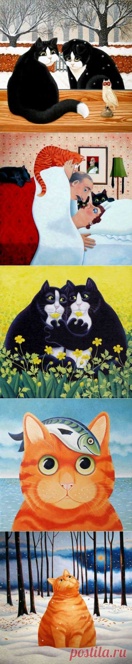 Котики в картинах Вики Маунт (Vicky Mount)