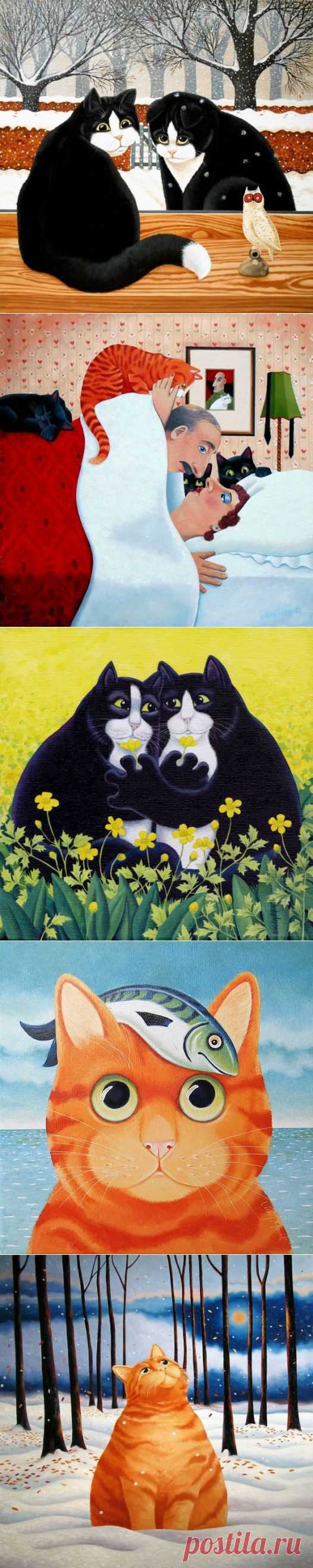 Котики в картинах Вики Маунт (Vicky Mount)
