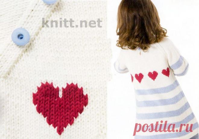 Платье для девочки с сердечками | knitt.net