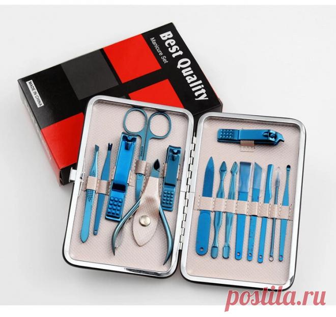 15pcs portable blue stainless steel nail clippers splash proof trimmer care professional file Sale - Banggood.com