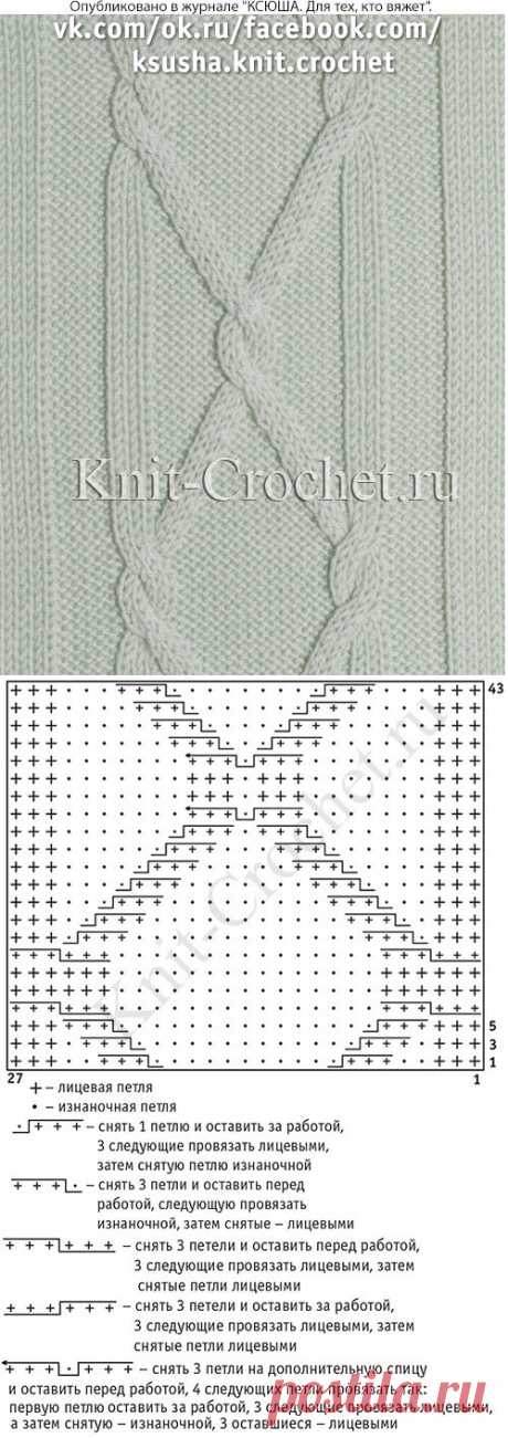 Связанный на спицах фрагмент узора "коса" или "жгут". - Узоры для вязания спицами - Вязание спицами - Каталог статей - Вязание спицами и крючком