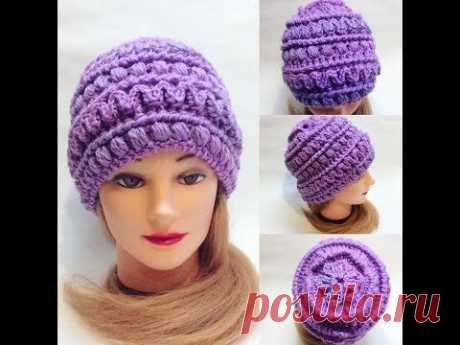 Шапка с интересной макушкой крючком crochet cap