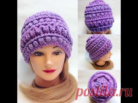 Шапка с интересной макушкой крючком crochet cap