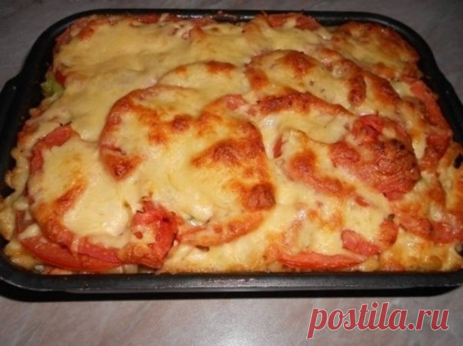 Пикантные макароны в духовке.