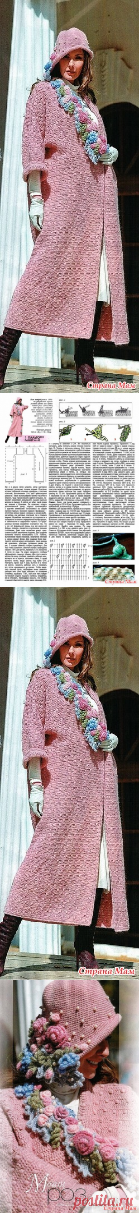 Магия роз. Шикарное пальто плотным узорами аппликациями из цветов. - ВЯЗАНАЯ МОДА+ ДЛЯ НЕМОДЕЛЬНЫХ ДАМ - Страна Мам