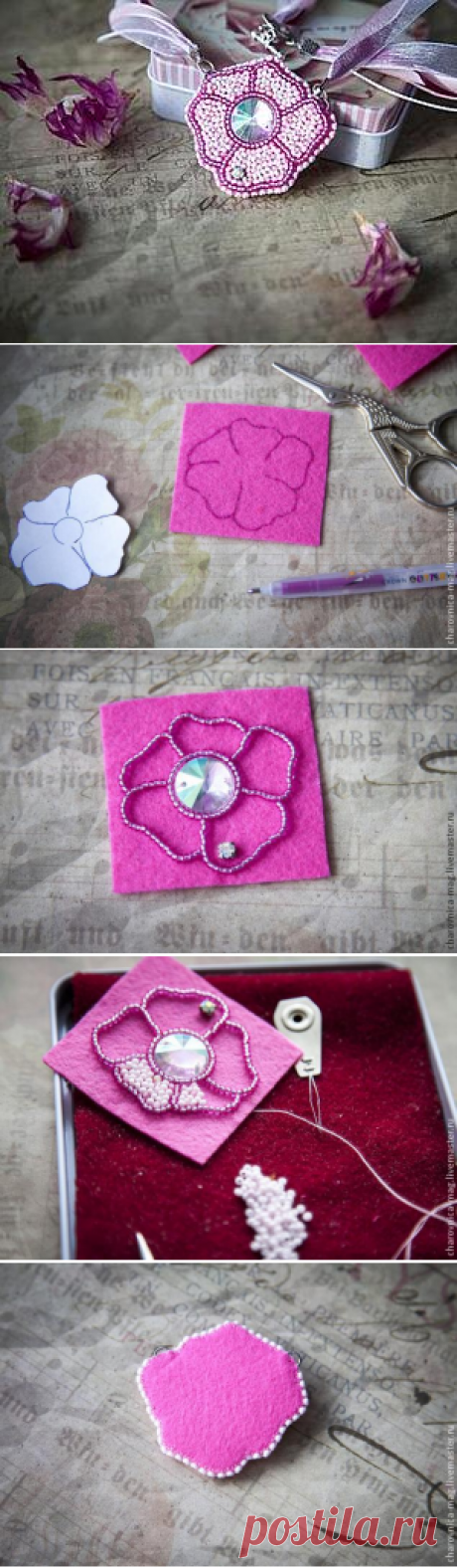 Мастер-класс: вышивка бисером кулона в виде простого цветка - Ярмарка Мастеров - ручная работа, handmade
