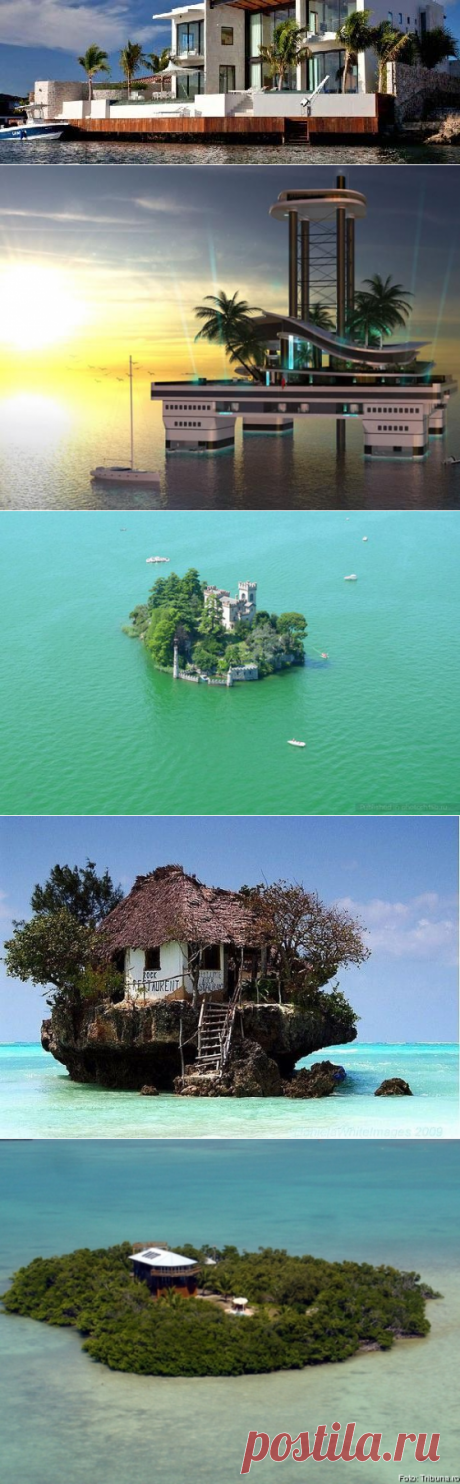 дом на Бонайре вилла на тропическом острове замок на острове Лоретто ресторан на острове плавучий дом остров