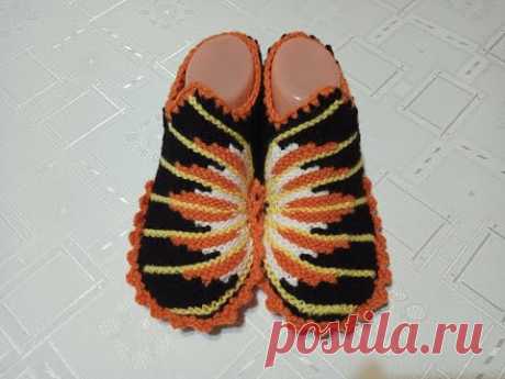 Плетени Терлици #68 - (Knitted Slippers) (Тапочки спицами) (Patik) (Pantufas passo a passo)